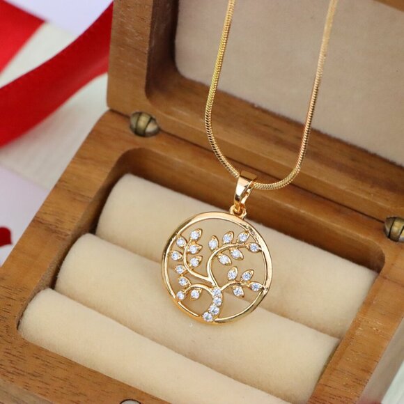 "Rose Gold Tree of Life Pendant with Sparkling Leaf Crystal Accents, XPPT1488 - Picture 10 of 13